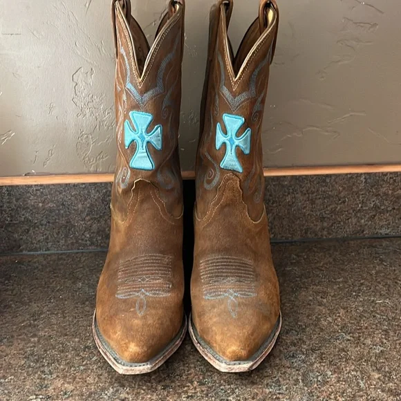 Tony Lama Suede Cowgirl Boots - Picture 2 of 11